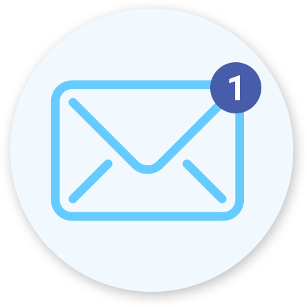 Икона на имейл, показваща индикатор за получаване на ново съобщение.